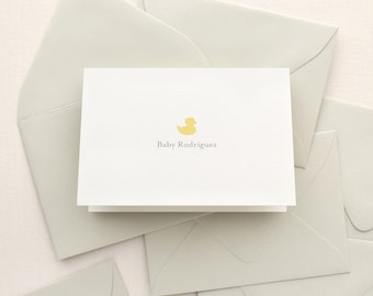 Rubber duckie custom baby stationery | Folded note card set with duck | Personalized stationery for babies | DUCKIE