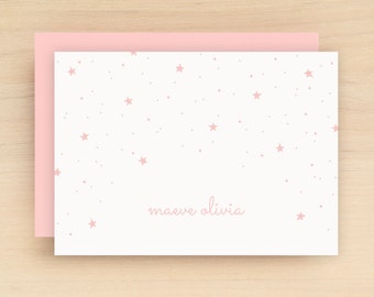 TWINKLE Personalized Stationery Set - Personalized Stationary Set - Custom Personalized Notecard Set - Star New Baby Gift Kids Stationery