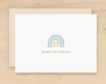 Custom rainbow baby stationary with name | Gender neutral baby shower thank you cards | Personalized newborn gift | Simple modern | DAYDREAM