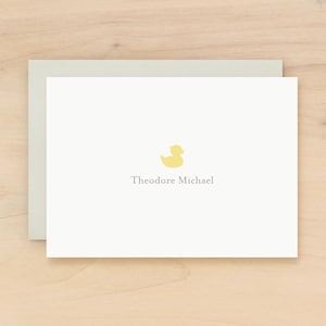 DUCKIE Personalized Kids Stationery Set Custom Stationary - Rubber Duck New Baby Shower Thank You Card Gift