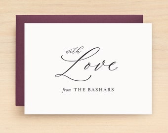 BLISS Custom Wedding Thank You Cards - Personalized Newlywed Bridal Shower Family Stationery - Love Heart Calligraphy Couples Simple Modern