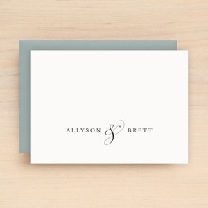 Couples Stationery Personalized Stationary for Couples PLUME Design Wedding Newlywed Bridal Shower Anniversary Gift image 1