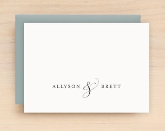 Couples Stationery Personalized Stationary for Couples - PLUME Design - Wedding Newlywed Bridal Shower Anniversary Gift