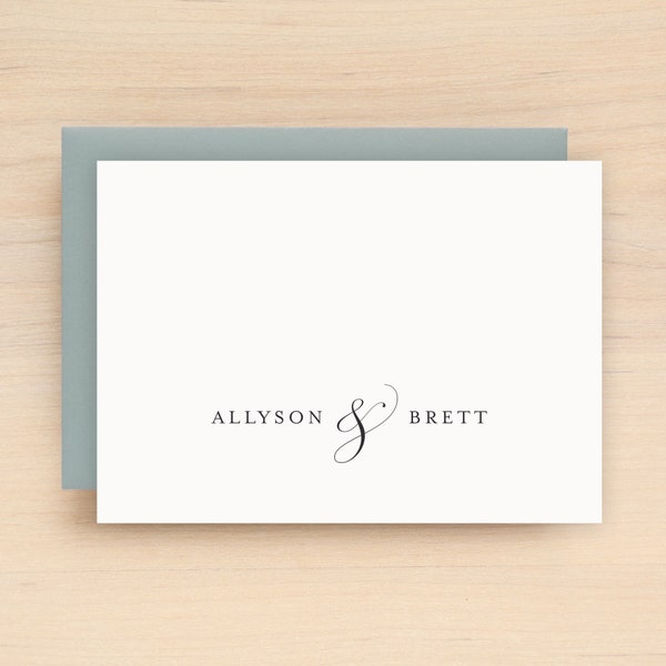 Couples Stationery Personalized Stationary for Couples - PLUME Design - Wedding Newlywed Bridal Shower Anniversary Gift