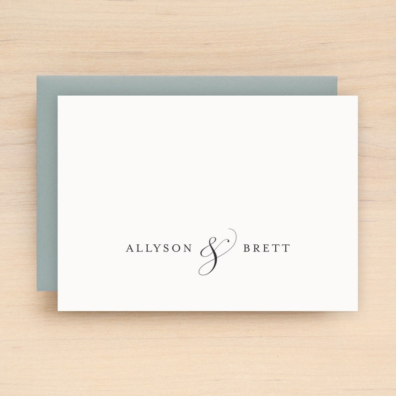 Couples Stationery Personalized Stationary for Couples PLUME Design Wedding Newlywed Bridal Shower Anniversary Gift image 1