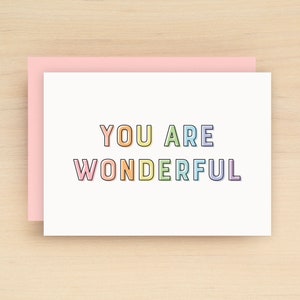 YOU ARE WONDERFUL Boxed Greeting Card Set of 10 - Cute rainbow love, friendship, encouragement, lgbt card - Stationery / Stationary