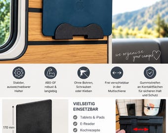 Tablet holder for HYMER multi-function rail | iPad holder | ML-T 570 / 580 & CrossOver