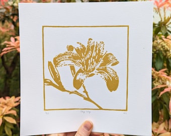 Day Lily - Original Lino Print Unframed
