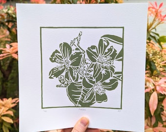 Azalea - Original Lino Print Unframed