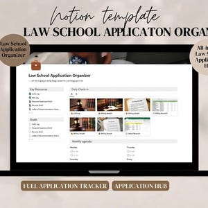 Sjabloon voor het organiseren van je rechtenstudie-aanvraag (Notion Template), LSAC-tracking, persoonlijke verklaring, aanbevelingsbrieven en checklist voor je aanvraag