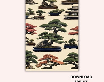 Greeting Card | 7 x 5 Inches | Bonsai Tree | Japanese | Digital Download