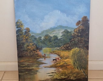 Hand painted Australian landscape on canvas