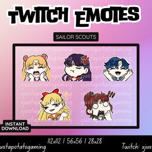 Kawaii Sailor Scouts Emotes for Streaming - Twitch, Discord, YouTube etc.