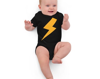 Yellow Lightning Bolt Unisex Organic cotton baby bodysuit