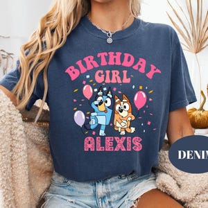 Comfort Colors® Custom Bluey Dog Birthday Girl Shirt, Bluey Birthday Tee, Girl Birthday T-Shirt, Personalized Bluey Dog Birthday Outfit Tees