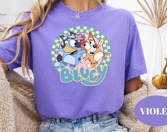 Bluey Family Shirt, Comfort Colors® Shirt, Blue Dog Tee, Blue and Friends Shirt, Gift for Friend, Blue Dog Kids T-Shirt, Gift for Birthday