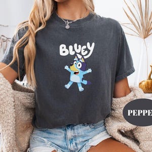 Comfort Colors® Family Bluey Shirt, Bluey, Bingo, Mum, Dad, Blue and Friends Tee, Gift for Friend, Blue Dog Kids T-Shirt, Gift for Birthday