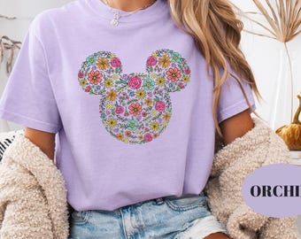 Flower Mickey Mouse Comfort Colors Shirt, Epcot Garden Tee