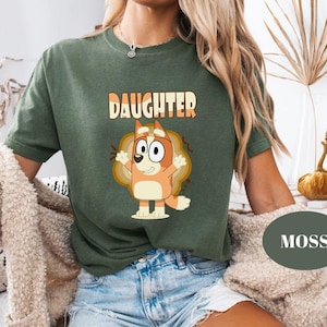 Custom Bluey Bingo Comfort Colors® T-Shirt, Bluey Mom Dad Family Matching Tee, Personalized Bluey Family Custom Bluey Birthday Party Shirts