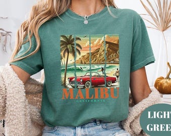 Comfort Colors Malibu California T-Shirt, Retro Beach Graphic Tee