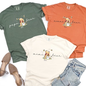 Personalized Mama Grandma Gigi Nana Mimi Pooh Bear Comfort Colors® Shirt, Winnie The Pooh Mama Shirt, Cute Mom T Shirt, Custom Mama Shirt