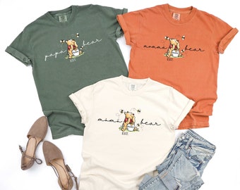 Personalized Mama Grandma Gigi Nana Mimi Pooh Bear Comfort Colors® Shirt, Winnie The Pooh Mama Shirt, Cute Mom T Shirt, Custom Mama Shirt