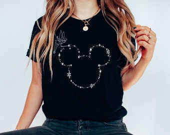 Disney Family Shirt, Disney Shirt for Women, Disney Ear Shirt, Disney Mickey Silhouette Shirt, T-shirt for Kids, Disney Glitter Minnie Shirt