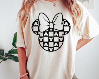 Disney Ears Shirt, Mickey and Minnie Checkered Shirt, Disney Checkered Shirt, Mickey and Co 1928 Shirt, Checkered Mickey Shirt