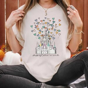 Comfort Colors Happiest Place on Earth Shirt, Disney Castle Floral Shirt, Vintage Disney Shirt, Magic Kingdom Shirt, Disneyland Shirt