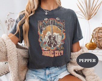 Comfort Colors Vintage Nashville T-Shirt, Music City Western Tee