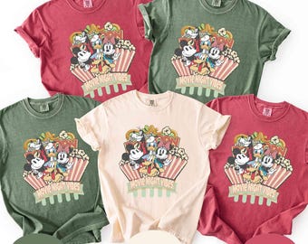 Comfort Colors Disney Movie Night Vibes Shirt - Mickey Friends Popcorn T-Shirt - Cozy Loungewear Tee - Vintage Style Gift