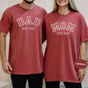 Custom Family Mom and Dad Comfort Colors® T-shirt, Personalized Mama & Dad Shirt, Pregnancy Announcement Tee, Matching Parents Outfit Gifts