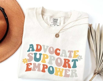 Camiseta para profesor de educación especial, defensor, apoyo, empoderamiento, colores cómodos