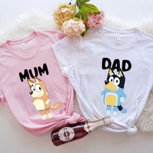 Retro Blue Family Shirt, Retro Mom Bluey Shirt, Retro Dad Blue Shirt, Mama Dad Shirt, Chillli Heeler Blueey Family Shirt, Mom Blueey Shirt