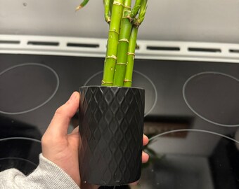 Jarrón de bambú de cerámica negra, jarrón de cerámica para flores, jarrón negro para mesa de centro