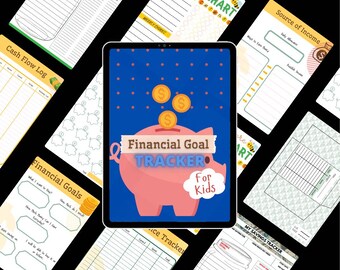 Ekonomisk måluppföljning för barn | Sysslor och sparlogg utskrivbar | Budgetplanerare för barn | Direkt nedladdning i PDF-format