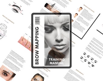 Eyebrow Mapping Canva Editable Manual Tutorial Brow Course Training Template Ebook Student Eyebrow Design & Mapping Guide Book Educator