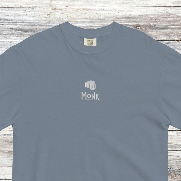 Monk Class Embroidered T-Shirt, D&D Shirt, Dungeons and Dragons, Comfort Colors, DnD Gift, TTRPG Tee, Men Women Unisex Shirt