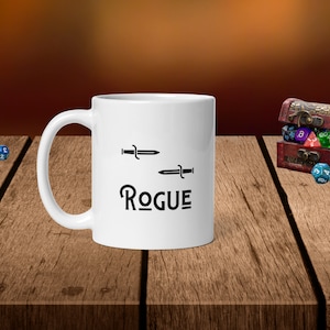 D&D Rogue Class Mug - DnD Mug, Dungeons and Dragons, DnD Gift, Ceramic, 11 oz, Dishwasher and Microwave Safe