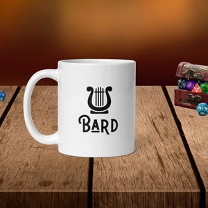 D&D Bard Class Mug - DnD Mug, Dungeons and Dragons, DnD Gift, Ceramic, 11 oz, Dishwasher and Microwave Safe