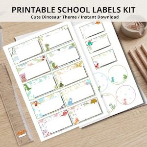 Dinosaur Printable School Labels & Schedule Bundle