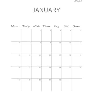 Minimalist Printable Calendar 2025 - Etsy