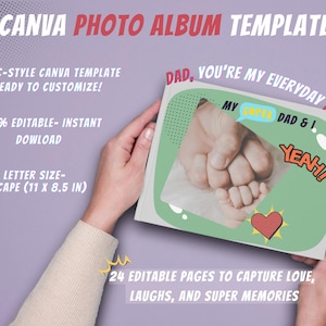 お父さんのための編集可能なコミックブック – Canvaテンプレート – 写真を追加 – 父の日、誕生日、その他あらゆる機会にぴったりの楽しいギフト