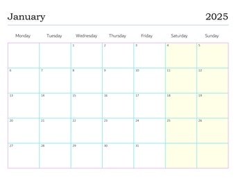 Minimalist Printable Calendar 2025 - Etsy