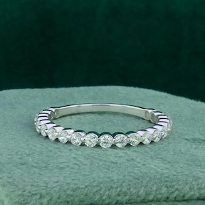 2mm Certified Lab Grown Diamond Eternity Band, Wedding Band, Stackable Band, Engagement Ring In Solid 14K Gold, 3/4 Eternity Wedding Band
