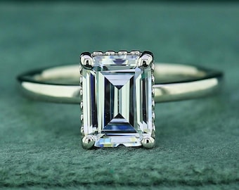 2.0カラットのエメラルドカットの婚約指輪、モアッサナイトリング