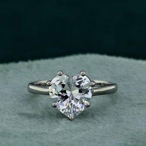 Heart Cut Solitaire Moissanite Engagement Ring, 14k Solid Gold Dainty Engagement Ring, Delicate Promise Ring Anniversary Ring Birthday Gift