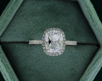 Kissenschliff Verlobungsring Kissenschliff Moissanit Diamant Ring Art-Deco-Versprechen Ring minimalistischen Hochzeitsschmuck Jahrestag Geschenk für Sie