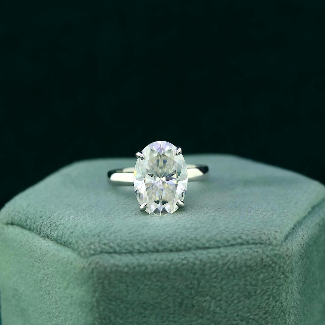 1.25CT Oval Cut Moissanite Solitaire Engagement Ring Dainty Colorless ...