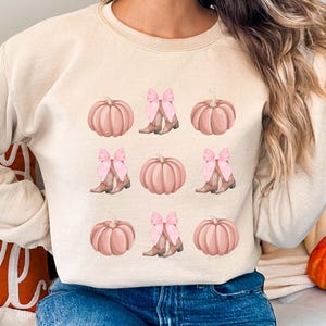Howdy Pumpkin Shirt, Western Fall Shirt, Fall Coquette Bow Tshirt, Fall Vibes, Fall Sweatshirt, Thanksgiving Gift, Cowgirl Shirt